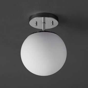 Marcel Bistro 7.75" Bohemian Farmhouse Iron/Frosted Glass LED Semi Flush Mount